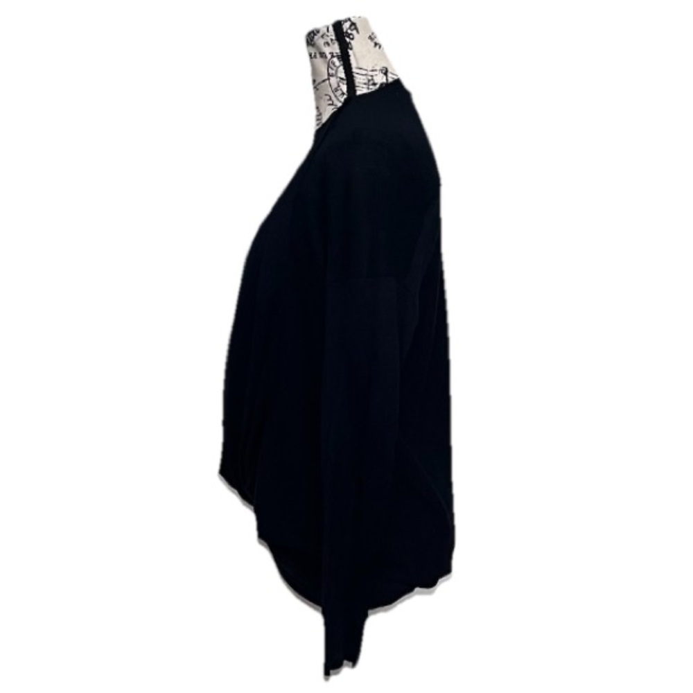 H by Halston Black Long Sleeve Draped Crossover Open Front Cardigan Womens XS - Picture 4 of 9